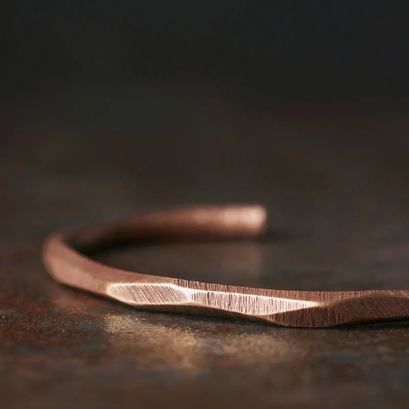 Pure Copper Handmade Bracelet Handicraft Do Old Cuff Bangle Rustic Punk Unisex Viking Jewelry Street Red Metal