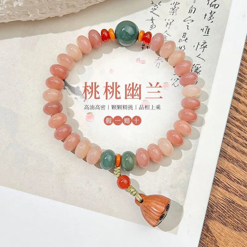 Peach Powder Bodhi Hand String Pink Bodhi Bracelet Genuine Chinese Style Prayer Beads Versatile Jewelry for Students and Women