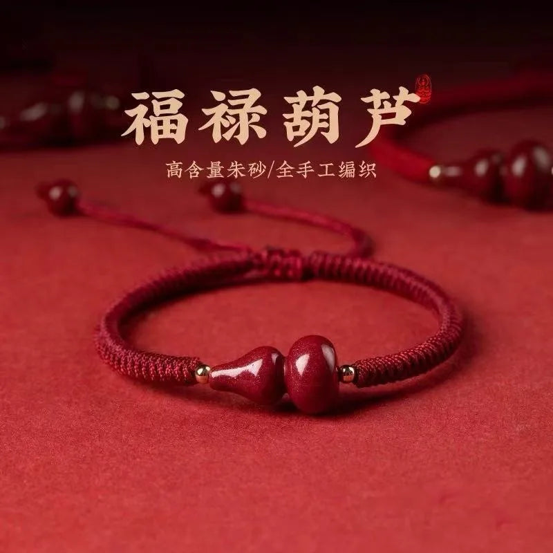 Pure Handmade  Zhu Sha Fu Lu Gourd Rope Bracelet Year Of Destiny Red Safe Hand Children Adults Men And Women Woven With Good Mea